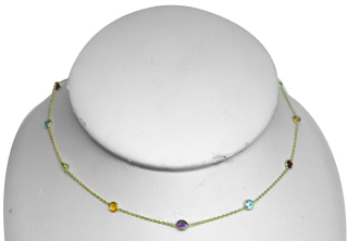 14kt yellow gold multi-color stone by the yard necklace