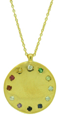 14kt yellow gold multi-color disc pendant with chain