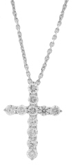18kt white gold diamond cross pendant with chain.