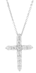 14kt white gold diamond cross pendant with chain.