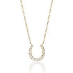 14kt yellow gold diamond horseshoe pendant with chain