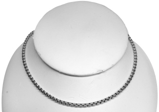 14kt white gold rounded box link chain