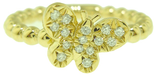 14kt yellow gold butterfly diamond ring