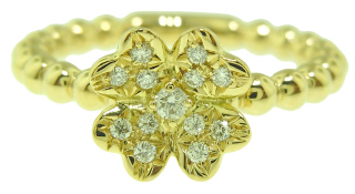 14kt yellow gold flower diamond ring