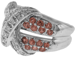 14kt white gold diamond and pink sapphire band
