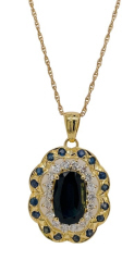14kt & 18kt yellow gold sapphire and diamond pendant with chain