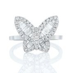 18kt white gold large diamond butterfly ring.