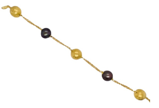 18kt yellow old tahitian and gold ball bracelet