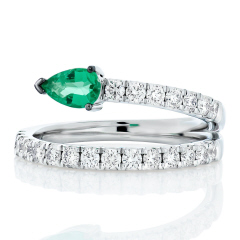 18kt white gold emerald and diamond ring.
