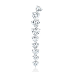 18kt white gold heart shape diamond waterfall earrings. Complete Pair!
