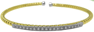 18kt two-tone cuff bangle with diamonds