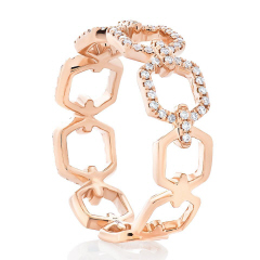 14kt rose gold diamond chain link ring.