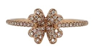 14kt rose gold diamond 4-leaf clover ring.
