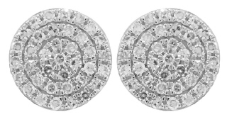 14kt white gold medium diamond disc stud earring