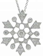 18kt white gold diamond snowflake pendant with chain