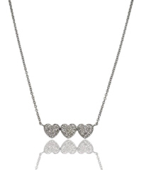 14kt white gold 3-heart diamond pendant with chain.