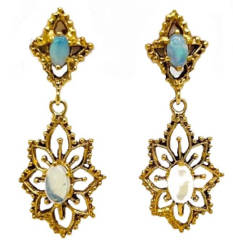 14kt yellow gold opal hanging earrings
