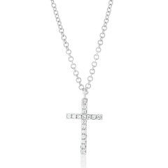 14kt White gold small diamond cross pendant