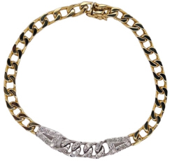 18kt two-tone diamond link bracelet