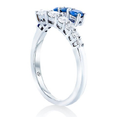 14kt white diamond and sapphire cross over ring