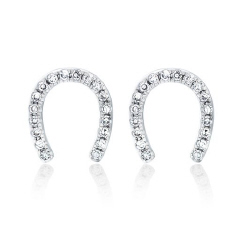14kt white gold diamond horseshoe earrings.