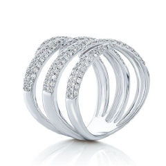 18kt white gold 6 row claw ring