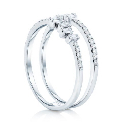 18kt white gold round and baguette diamond insert ring