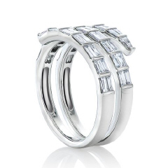 18kt white gold baguette diamond coil ring