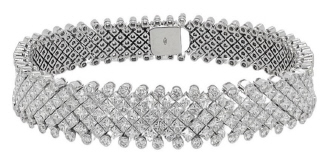 18kt white gold round and princess cut diamond bracelet