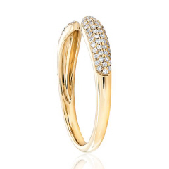 14kt yellow gold petite pave diamond claw ring.
