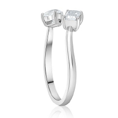 14kt heart shape and emerald cut two stone diamond ring.