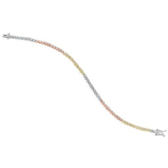 New Model: 14kt tri-color dainty 1 diamond tennis bracelet.
