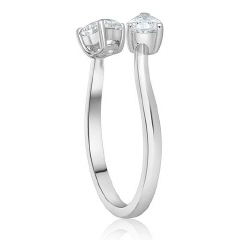 14kt white gold heart and pearshape diamond ring