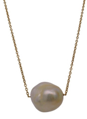 14kt yellow gold barouque pearl necklace with chain