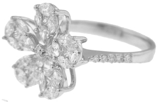 18kt white gold diamond flower ring.