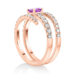18kt rose gold pink sapphire and diamond coil ring.