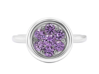 18kt whte gold purple sapphire ring