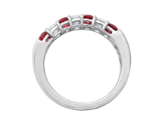 18kt white gold ruby and diamond alternating band