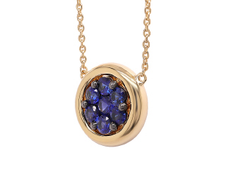 18kt yellow gold sapphire pendant with chain