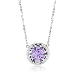 18kt white gold purple sapphire pendant with chain