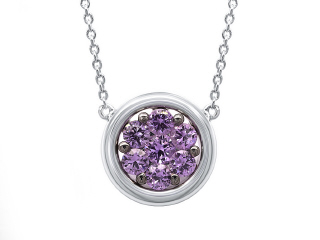 18kt white gold purple sapphire pendant with chain