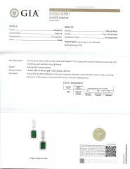 18kt white gold emerald and diamond hanging earrings
