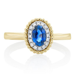 14kt two-tone sapphire and diamond ring