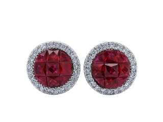 18kt white gold ruby and diamond earrings