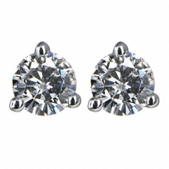 14kt white gold 3-prong martini basket set diamond stud earrings