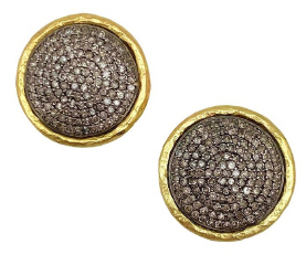18kt yellow gold pave set diamond dangle earring with removable dagger