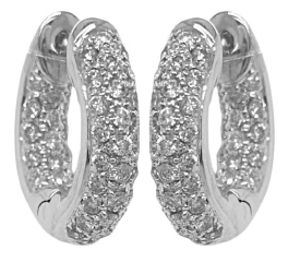 14kt white gold pave diamond huggie earrings