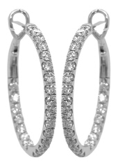 18kt white gold inside outside diamond hoop earrings