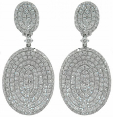 18kt white gold pave diamond dangle earrings