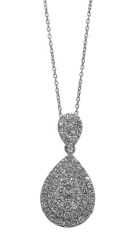 18kt white gold teardrop diamond pendant with chain